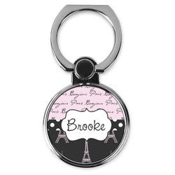 Paris Bonjour and Eiffel Tower Cell Phone Ring Stand & Holder (Personalized)
