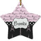 Paris Bonjour and Eiffel Tower Ceramic Flat Ornament - Star (Front)