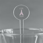 Paris Bonjour and Eiffel Tower 7" Round Plastic Stir Sticks - Clear (Personalized)