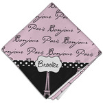 Paris Bonjour and Eiffel Tower Cloth Dinner Napkin - Single w/ Name or Text