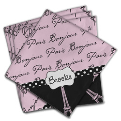 Paris Bonjour and Eiffel Tower Cloth Napkins (Set of 4) (Personalized)