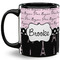 Paris Bonjour and Eiffel Tower Coffee Mug - 11 oz - Full- Black