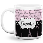 Paris Bonjour and Eiffel Tower 20 Oz Coffee Mug - White (Personalized)