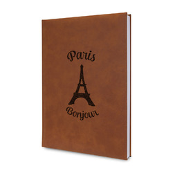 Paris Bonjour and Eiffel Tower Leatherette Journal - Double Sided (Personalized)