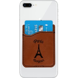 Paris Bonjour and Eiffel Tower Leatherette Phone Wallet (Personalized)
