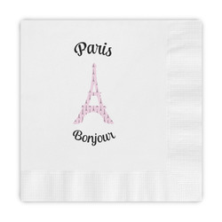 Paris Bonjour and Eiffel Tower Embossed Decorative Napkins (Personalized)