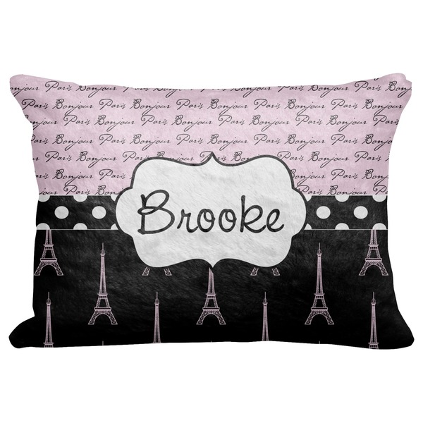 Custom Paris Bonjour and Eiffel Tower Decorative Baby Pillowcase - 16"x12" (Personalized)