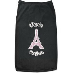 Paris Bonjour and Eiffel Tower Black Pet Shirt - M (Personalized)