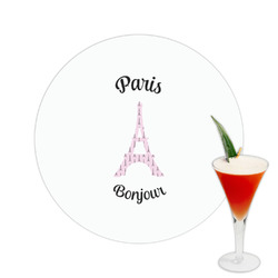 Paris Bonjour and Eiffel Tower Printed Drink Topper -  2.5" (Personalized)
