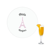 Paris Bonjour and Eiffel Tower Printed Drink Topper - 2.15" (Personalized)