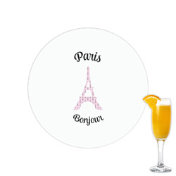 Paris Bonjour and Eiffel Tower Printed Drink Topper - 2.15" (Personalized)