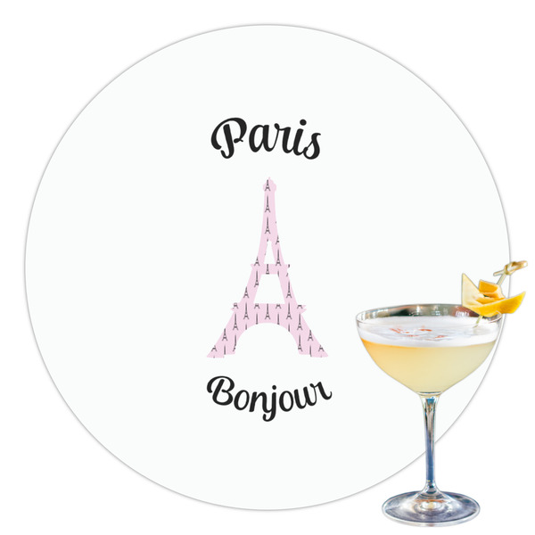 Custom Paris Bonjour and Eiffel Tower Printed Drink Topper - 3.5" (Personalized)