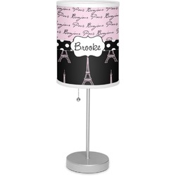Paris Bonjour and Eiffel Tower 7" Drum Lamp with Shade Polyester (Personalized)