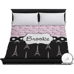 Paris Bonjour and Eiffel Tower Duvet Cover - King (Personalized)