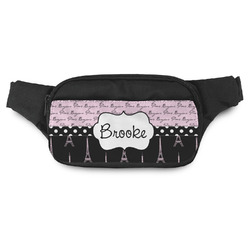 Paris Bonjour and Eiffel Tower Fanny Pack - Modern Style (Personalized)