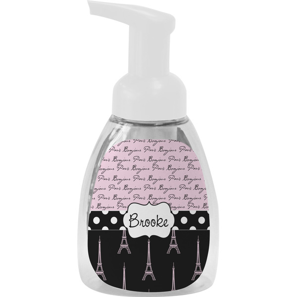 Custom Paris Bonjour and Eiffel Tower Foam Soap Bottle - White (Personalized)