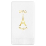 Paris Bonjour and Eiffel Tower Guest Napkins - Foil Stamped (Personalized)