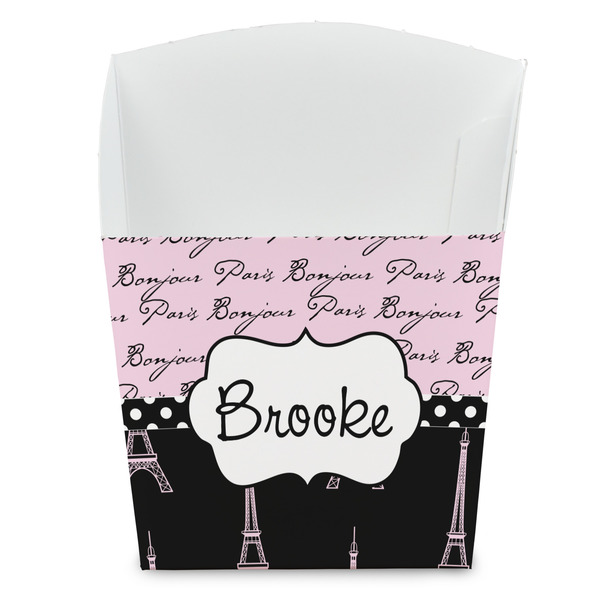 Custom Paris Bonjour and Eiffel Tower French Fry Favor Boxes (Personalized)