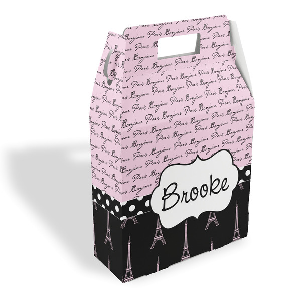 Custom Paris Bonjour and Eiffel Tower Gable Favor Box (Personalized)