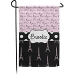 Paris Bonjour and Eiffel Tower Small Garden Flag - Double Sided w/ Name or Text