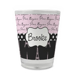 Paris Bonjour and Eiffel Tower Glass Shot Glass - 1.5 oz - Single (Personalized)