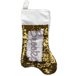 Paris Bonjour and Eiffel Tower Reversible Sequin Stocking - Gold (Personalized)