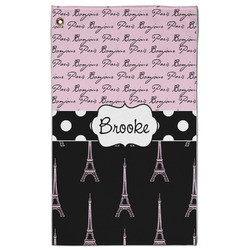 Paris Bonjour and Eiffel Tower Golf Towel - Poly-Cotton Blend w/ Name or Text