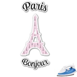 Paris Bonjour and Eiffel Tower Graphic Iron On Transfer - Up to 9"x9" (Personalized)