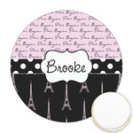 Paris Bonjour and Eiffel Tower Printed Cookie Topper - Round (Personalized)