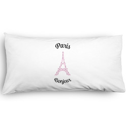 Paris Bonjour and Eiffel Tower Pillow Case - King - Graphic (Personalized)