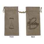 Paris Bonjour and Eiffel Tower Large Burlap Gift Bag - Front & Back (Personalized)