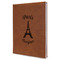 Paris Bonjour and Eiffel Tower Leather Sketchbook - Large - Single Sided - Angled View