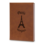 Paris Bonjour and Eiffel Tower Leatherette Journal - Large - Double Sided (Personalized)