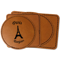 Paris Bonjour and Eiffel Tower Faux Leather Iron On Patch (Personalized)