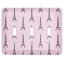 Paris Bonjour and Eiffel Tower Light Switch Cover (3 Toggle Plate)