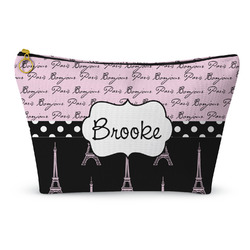 Paris Bonjour and Eiffel Tower Makeup Bag - Small - 8.5"x4.5" (Personalized)