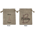 Paris Bonjour and Eiffel Tower Medium Burlap Gift Bag - Front & Back (Personalized)