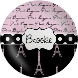 Paris Bonjour and Eiffel Tower Melamine Plate (Personalized)