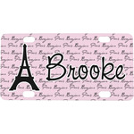 Paris Bonjour and Eiffel Tower Mini / Bicycle License Plate (4 Holes) (Personalized)
