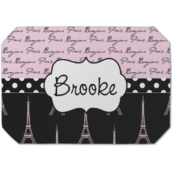 Paris Bonjour and Eiffel Tower Dining Table Mat - Octagon (Single-Sided) w/ Name or Text