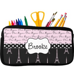 Paris Bonjour and Eiffel Tower Neoprene Pencil Case (Personalized)