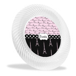 Paris Bonjour and Eiffel Tower Plastic Party Dinner Plates - 10" (Personalized)