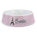 Paris Bonjour and Eiffel Tower Plastic Dog Bowl - Large (Personalized)