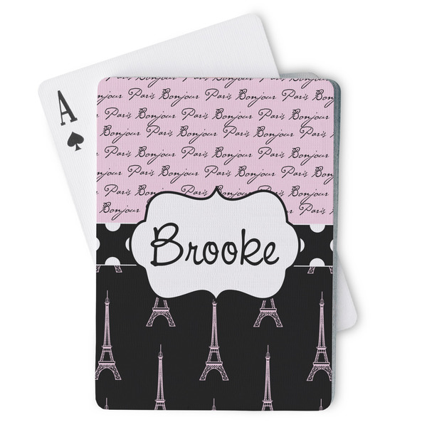 Custom Paris Bonjour and Eiffel Tower Playing Cards (Personalized)