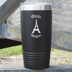 Paris Bonjour and Eiffel Tower 20 oz Stainless Steel Tumbler (Personalized)