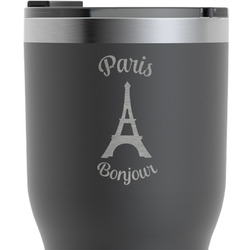 Paris Bonjour and Eiffel Tower RTIC Tumbler - Black - Engraved Front & Back (Personalized)