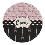 Paris Bonjour and Eiffel Tower Round Linen Placemat - Single Sided (Personalized)