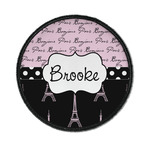 Paris Bonjour and Eiffel Tower Iron On Round Patch w/ Name or Text