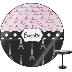 Paris Bonjour and Eiffel Tower Round Table - 30" (Personalized)