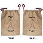 Paris Bonjour and Eiffel Tower Santa Sack - Front & Back (Personalized)